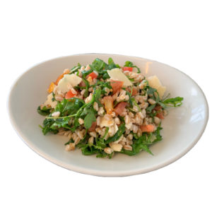 Insalata di farro con rucola - Pausa Pranzo Loyal, pomodori e grana