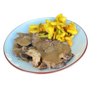 Brasato di manzo con verdure pastellate